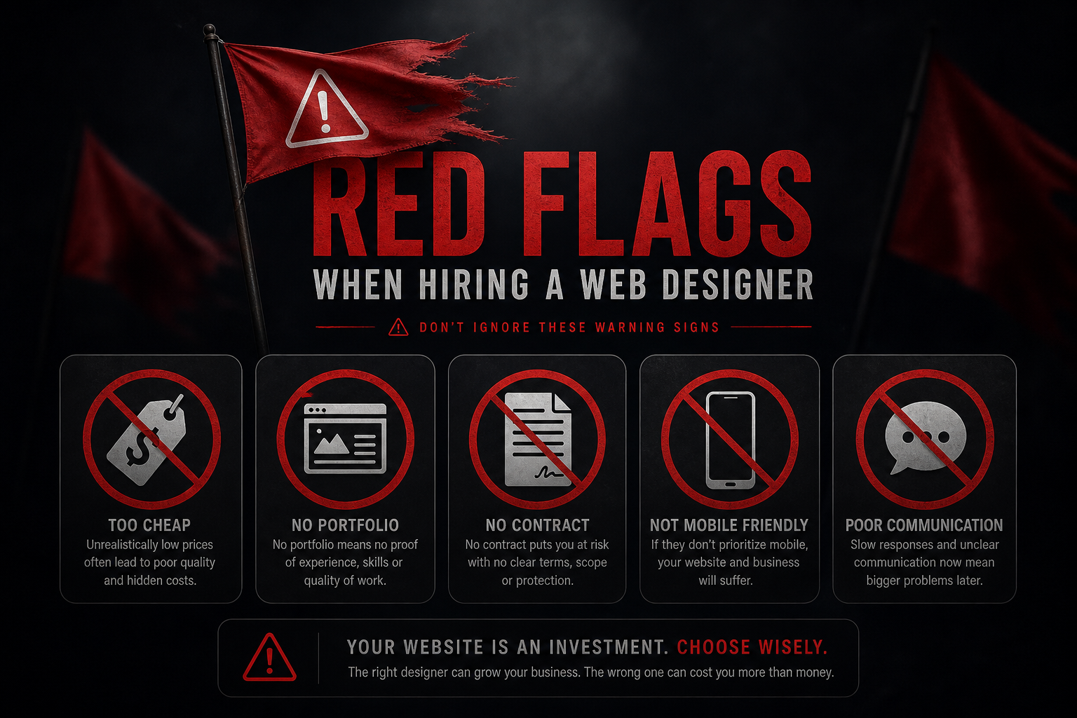 Warning signs and red flags to watch out for when hiring a web designer