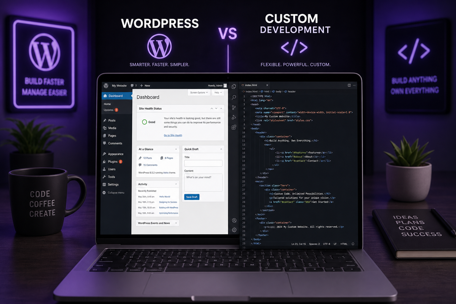 WordPress CMS versus custom website development comparison
